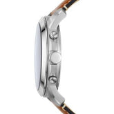 Fossil Men’s Chronograph Quartz Leather Strap Silver Dial 44mm Watch FS5184